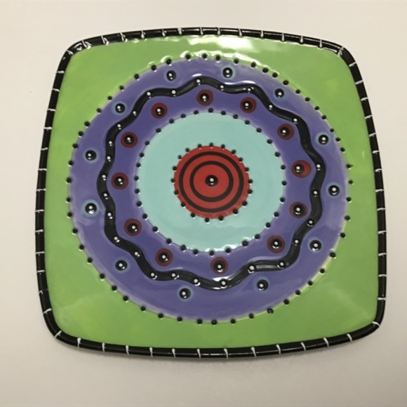 Bella Casa by Ganz Abstract Plate with raised white & Black dots 1990s - Picture 2 of 7